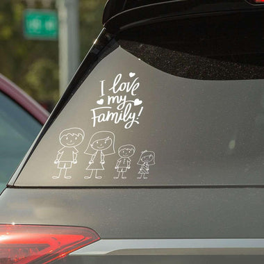 Adesivi per Auto Love Family Famiglia a Bordo con Soggetto e Colore a scelta-adesivi per auto-Lol T-shirt