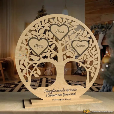Albero della vita famiglia personalizzato con nomi Legno-Albero della vita in legno-Lol T-shirt