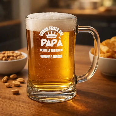 Boccale da birra Festa del Papà personalizzato con i nomi dei figli-Boccale Birra-Lol T-shirt