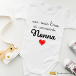Body Neonato "Non vedo l'ora di conoscervi nonni / conoscerti nonno / conoscerti nonna" – Idea Regalo per i Nonni, Festa dei Nonni