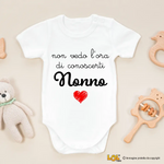 Body Neonato "Non vedo l'ora di conoscervi nonni / conoscerti nonno / conoscerti nonna" – Idea Regalo per i Nonni, Festa dei Nonni