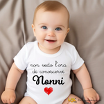Body Neonato "Non vedo l'ora di conoscervi nonni / conoscerti nonno / conoscerti nonna" – Idea Regalo per i Nonni, Festa dei Nonni