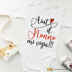 Body Neonato "Aiuto il Nonno mi vizia!!!" – Idea Regalo per i Nonni, Festa dei Nonni-Body per bimbi-Lol T-shirt