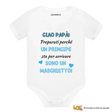 Body Neonato “Ciao Papà! Sono un maschietto” – Annuncio Dolce e Originale-Body per bimbi-Lol T-shirt