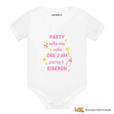 Body per Neonato Party nella mia culla ore 2 AM porta il biberon-Body per bimbi-Lol T-shirt