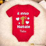 Body per Neonato Rosso Il mio primo Natale con Stampa Oro Glitterato con nome PERSONALIZZABILE-Body per bimbi-Lol T-shirt