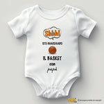 Body per Neonato Shh sto guardando il basket con papà-Body per bimbi-Lol T-shirt