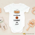 Body per Neonato Shh sto guardando il basket con papà-Body per bimbi-Lol T-shirt