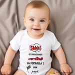 Body per Neonato Shh sto guardando la Formula 1 con papà-Body per bimbi-Lol T-shirt