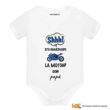 Body per Neonato Shh sto guardando la motoGP con papà-Body per bimbi-Lol T-shirt