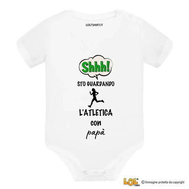 Body per Neonato Shh sto guardando l'atletica con papà-Body per bimbi-Lol T-shirt