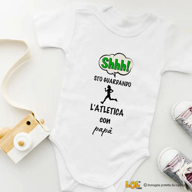 Body per Neonato Shh sto guardando l'atletica con papà-Body per bimbi-Lol T-shirt