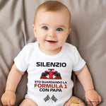Body per Neonato Silenzio sto guardando la Formula 1 con papà-Body per bimbi-Lol T-shirt