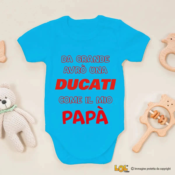 Body Neonato Divertente - Mio Papà è Un Motociclista, 100% Cotone - Foto 5