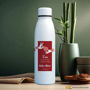 Borraccia Personalizzata con Nomi Ti amo con tutto il mio cuore 700 ml-Borraccia-Lol T-shirt