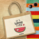 Borsa Mare in Juta “It’s Summer Time” – Grafica Estiva Colorata-Borsa-Lol T-shirt