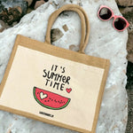 Borsa Mare in Juta “It’s Summer Time” – Grafica Estiva Colorata-Borsa-Lol T-shirt