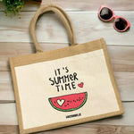 Borsa Mare in Juta “It’s Summer Time” – Grafica Estiva Colorata-Borsa-Lol T-shirt
