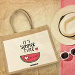 Borsa Mare in Juta “It’s Summer Time” – Grafica Estiva Colorata-Borsa-Lol T-shirt