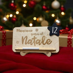 Targa in Legno Countdown al Natale con Lavagna Stellina e Gessetto Incluso