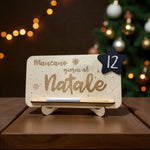 Targa in Legno Countdown al Natale con Lavagna Stellina e Gessetto Incluso