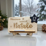 Targa in Legno Countdown al Natale con Lavagna Stellina e Gessetto Incluso