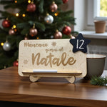 Targa in Legno Countdown al Natale con Lavagna Stellina e Gessetto Incluso