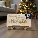 Targa in Legno Countdown al Natale con Lavagna Stellina e Gessetto Incluso