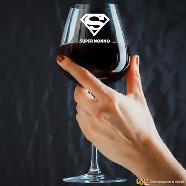 Calice Vino Regalo Nonno - Super Nonno – Idea Regalo per i Nonni, Festa dei Nonni-Calice da vino-Lol T-shirt