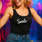 Canotta donna con scritta Smile e cuore glitter rosso.-canotta donna-Lol T-shirt