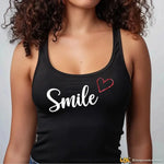 Canotta donna con scritta Smile e cuore glitter rosso.-canotta donna-Lol T-shirt