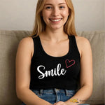 Canotta donna con scritta Smile e cuore glitter rosso.-canotta donna-Lol T-shirt