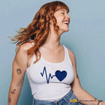 Canotta Donna Heartbeat – Canotta Divertente con Cuore Glitter Blu-canotta donna-Lol T-shirt
