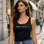 Canotta Nera Donna "Odio Tutti"-canotta donna-Lol T-shirt