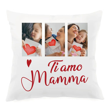 Cuscino Personalizzato Ti Amo Mamma con 3 Foto-Cuscino personalizzato-Lol T-shirt