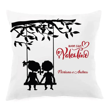 Cuscino Quadrato Personalizzato con Nomi e Altalena-Cuscino personalizzato-Lol T-shirt