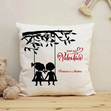 Cuscino Quadrato Personalizzato con Nomi e Altalena-Cuscino personalizzato-Lol T-shirt