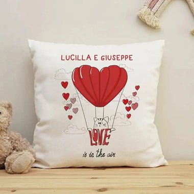 Cuscino Quadrato Personalizzato con Nomi Love is in the air-Cuscino personalizzato-Lol T-shirt