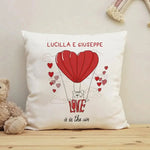 Cuscino Quadrato Personalizzato con Nomi Love is in the air-Cuscino personalizzato-Lol T-shirt