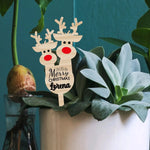 Etichetta Tag Legno da Pianta Personalizzata con Nome Merry Christmas Renne-Tag in legno da pianta-Lol T-shirt