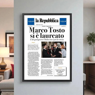 Fac-simile Pagina di Giornale Laurea Personalizzata – Idea Regalo Divertente-Cornice-Lol T-shirt