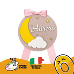 Fiocco Nascita Personalizzato in Legno con Luna e Stelle – Nome e Fiocco di Raso-Fiocco Nascita Personalizzato-Lol T-shirt