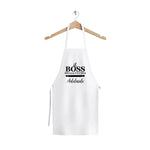 Grembiule Bianco da Cucina Donna “Il Boss della Cucina” con Nome Personalizzato-Grembiule da Cucina-Lol T-shirt
