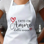 Grembiule Bianco Fatto con amore dalla nonna – Idea Regalo per i Nonni, Festa dei Nonni-Grembiule da Cucina-Lol T-shirt