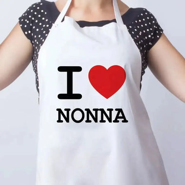 Grembiule Bianco I Love Nonna – Idea Regalo per i Nonni, Festa dei Nonni-Grembiule da Cucina-Lol T-shirt