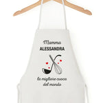 Grembiule Bianco Personalizzato con Nome Mamma la migliore cuoca del mondo-Grembiule da Cucina-Lol T-shirt