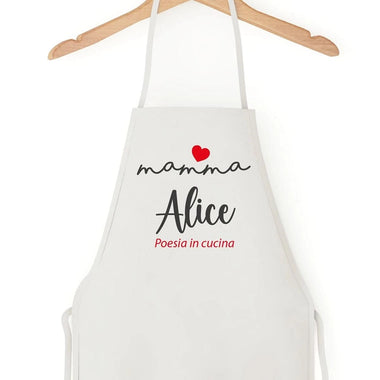 Grembiule Bianco Personalizzato con Nome Mamma Poesia in cucina-Grembiule da Cucina-Lol T-shirt