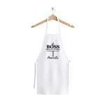 Grembiule Bianco da Cucina Uomo “Il Boss della Cucina” con Nome Personalizzato