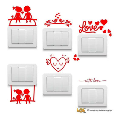 Kit Adesivi Murali per Placche Interruttori - Set 6 Pezzi in Vinile Rosso-Adesivi decorativi-Lol T-shirt