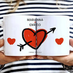 Kit Tazze Personalizzate di Coppia Con Nomi Cuore con Freccia-Tazze Personalizzate-Lol T-shirt